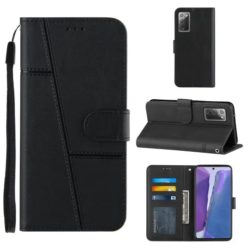 For Samsung Galaxy Note20 Stitching Calf Texture Buckle Horizontal Flip Leather Case with Holder