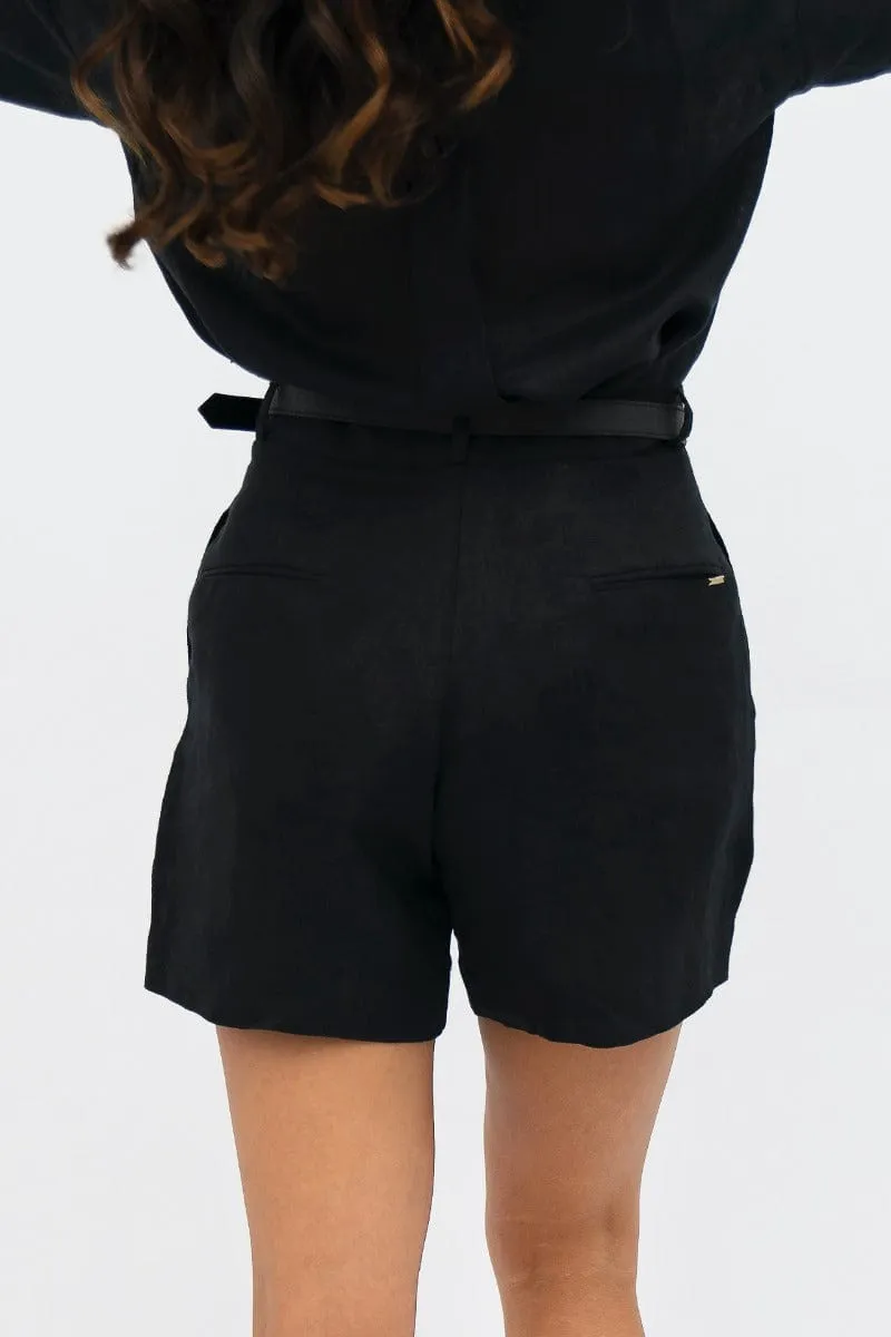 French Riviera Linen Mom Shorts | Licorice