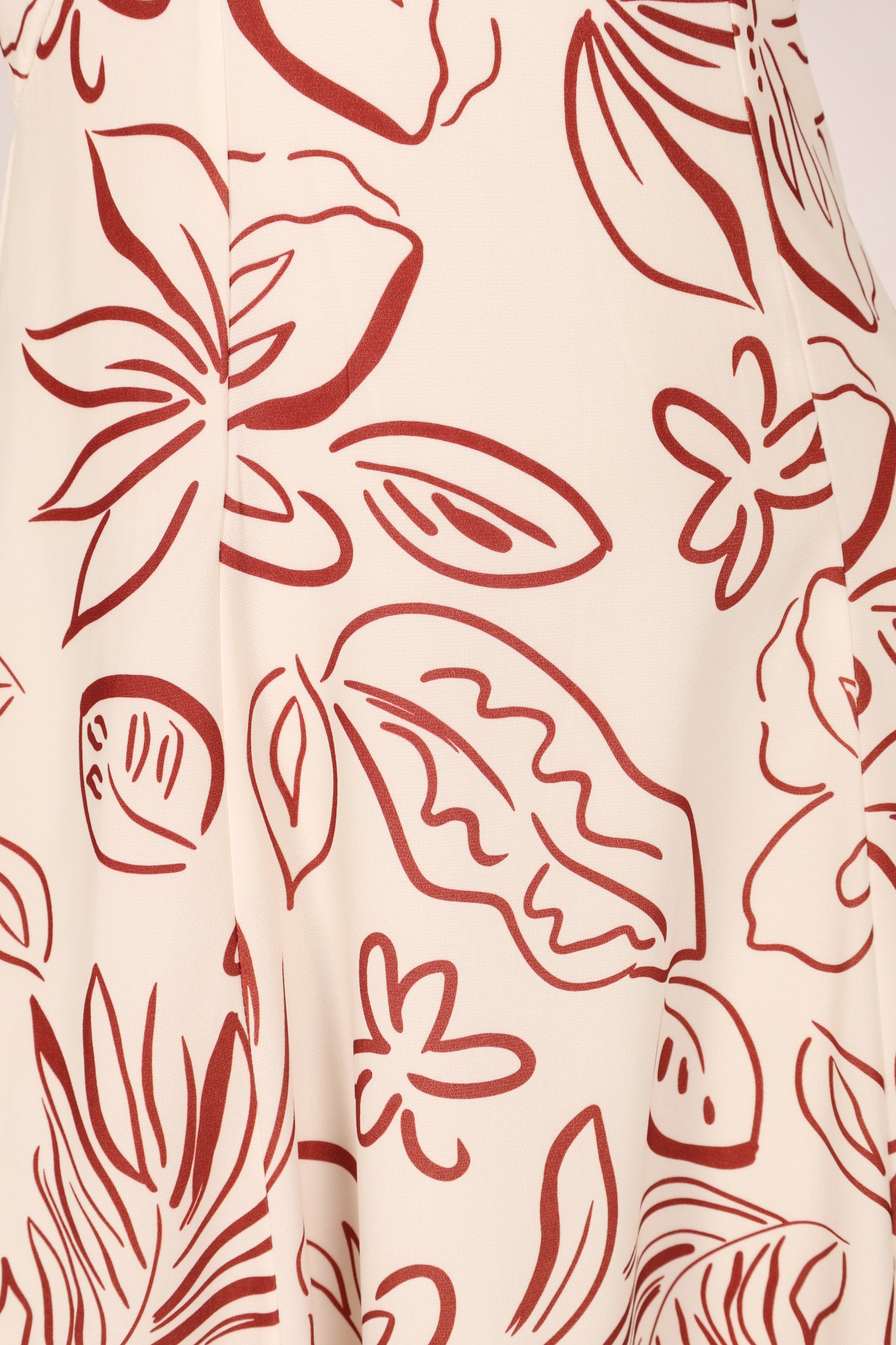 Gene Midi Dress - White Brown Floral