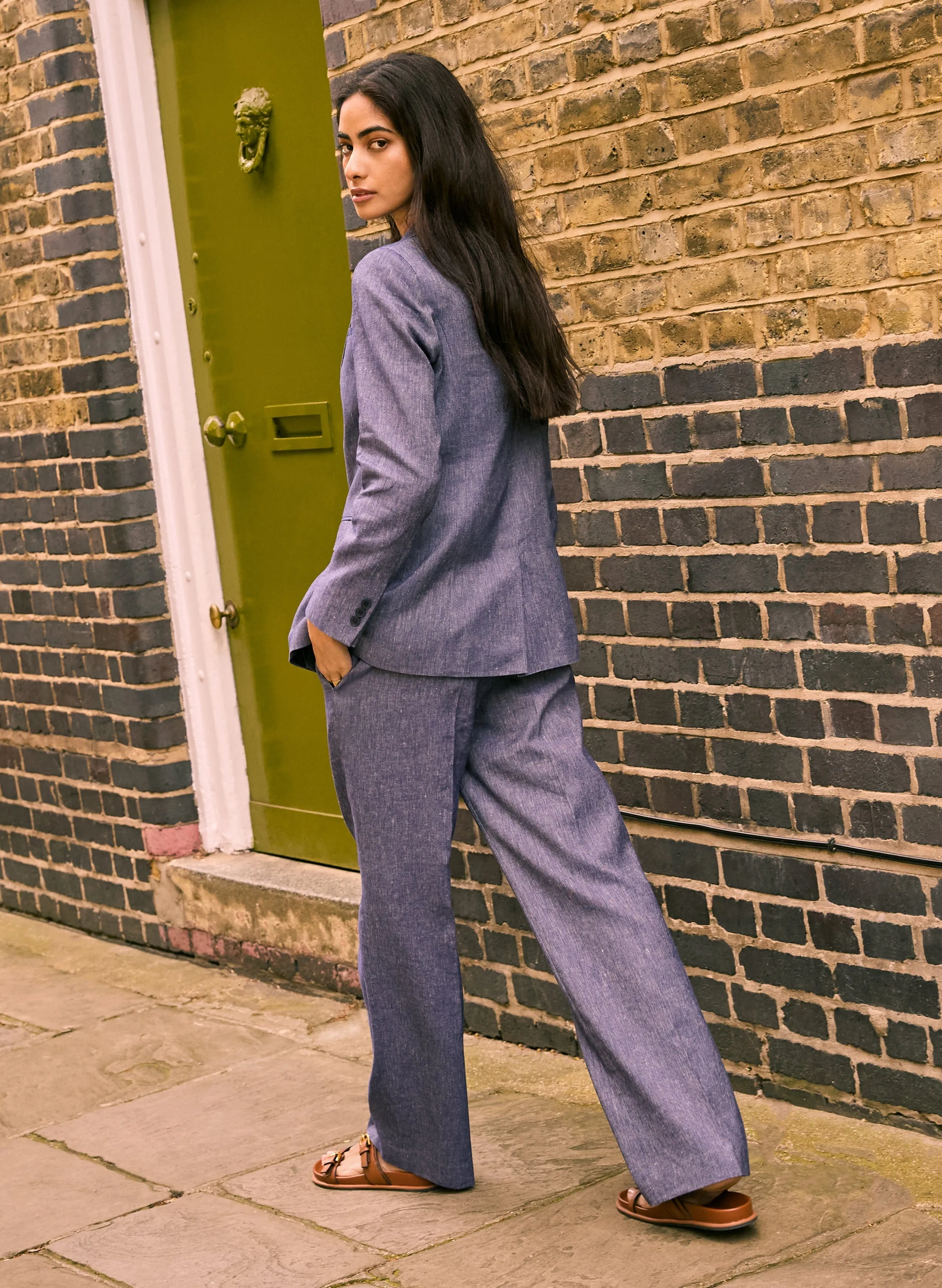 Giselle Linen & Cotton Blend Trousers | Indigo