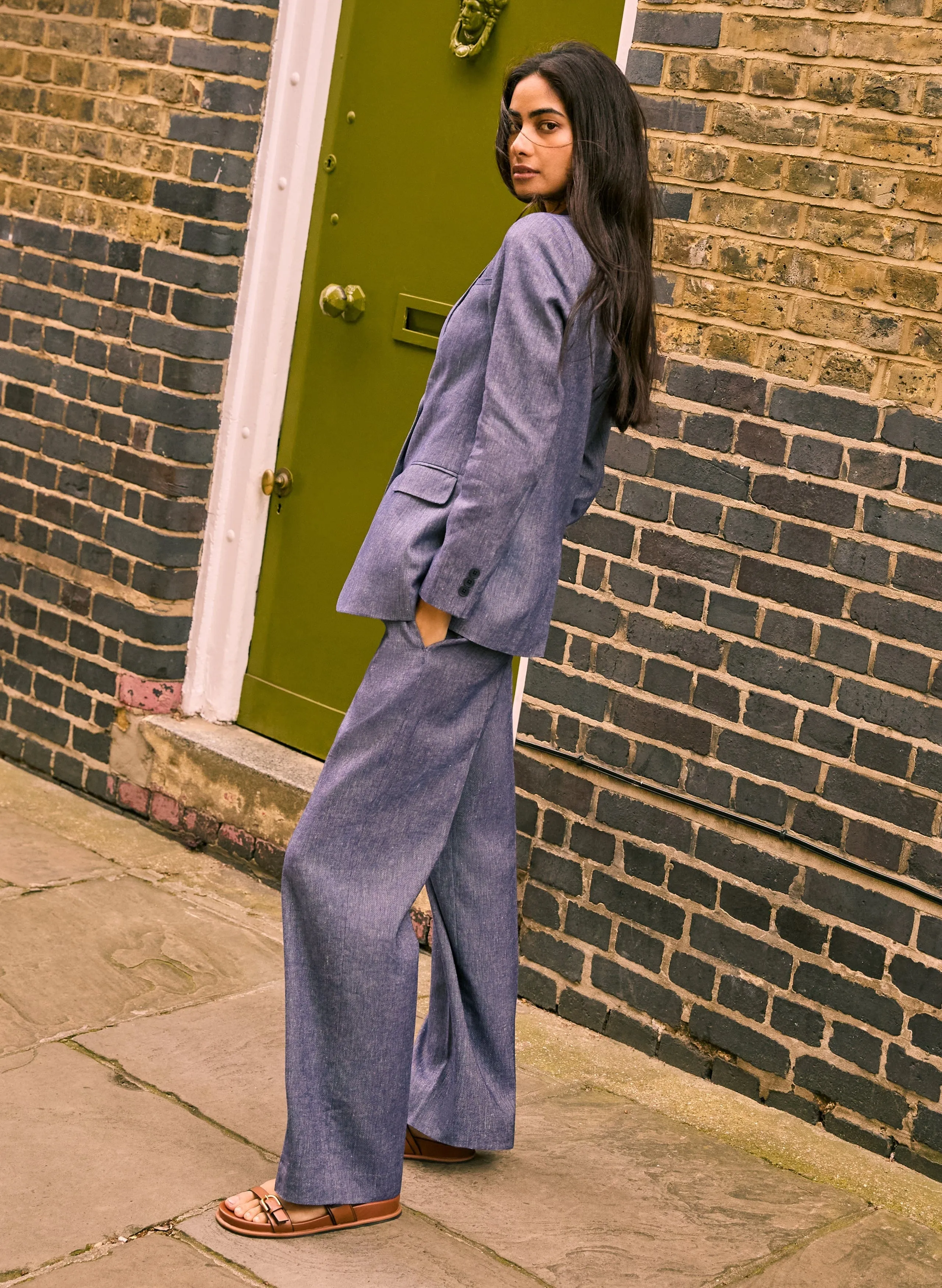 Giselle Linen & Cotton Blend Trousers | Indigo