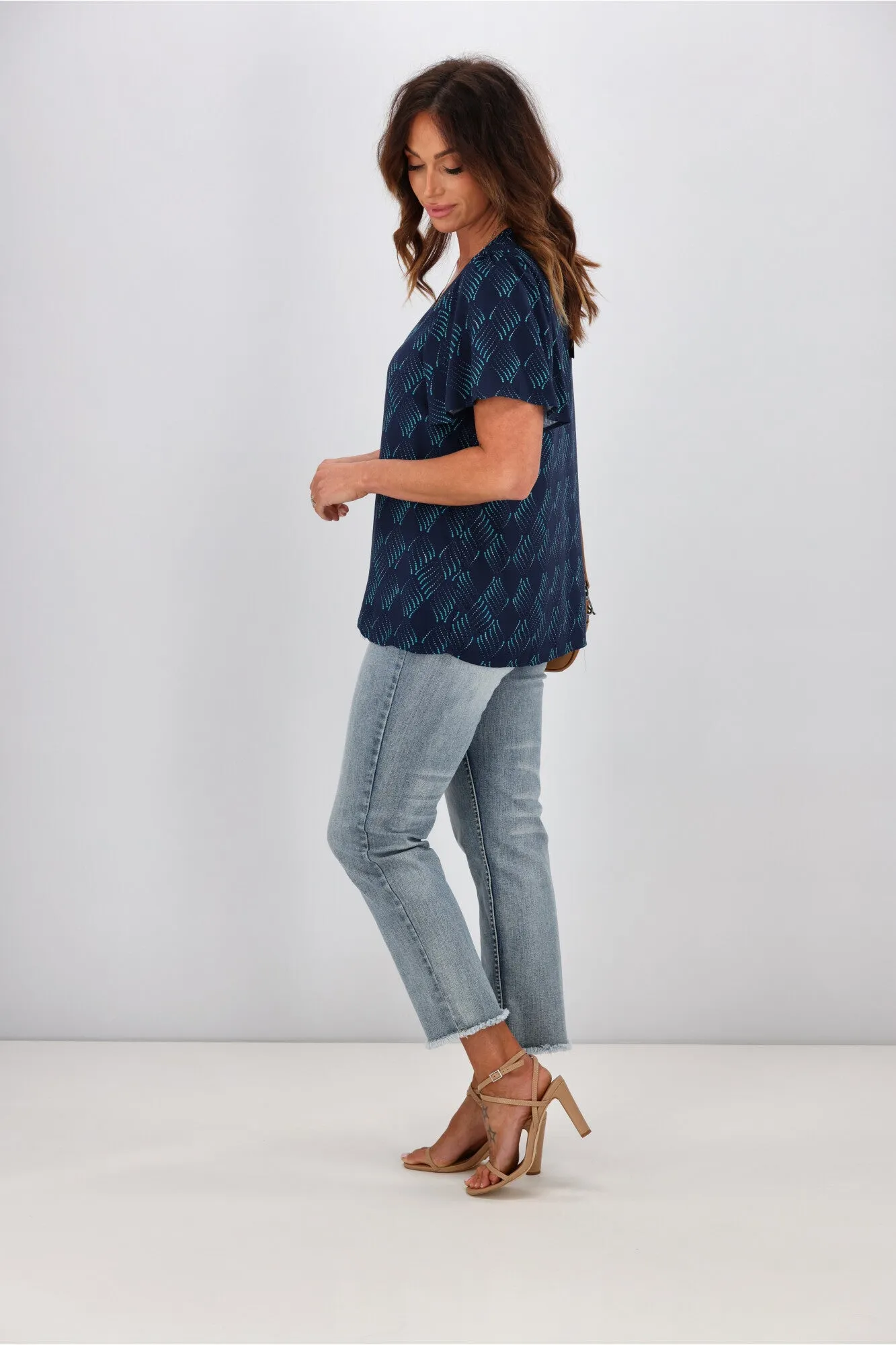 Gloss by Shine On Aster Flutter Sleeve Spiral Spot Print