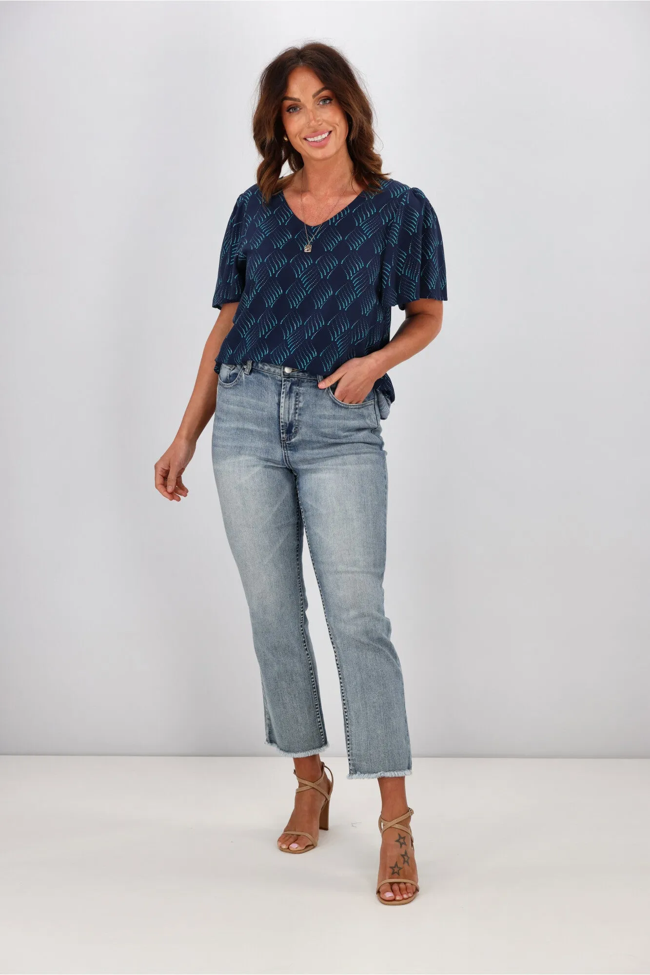 Gloss by Shine On Aster Flutter Sleeve Spiral Spot Print