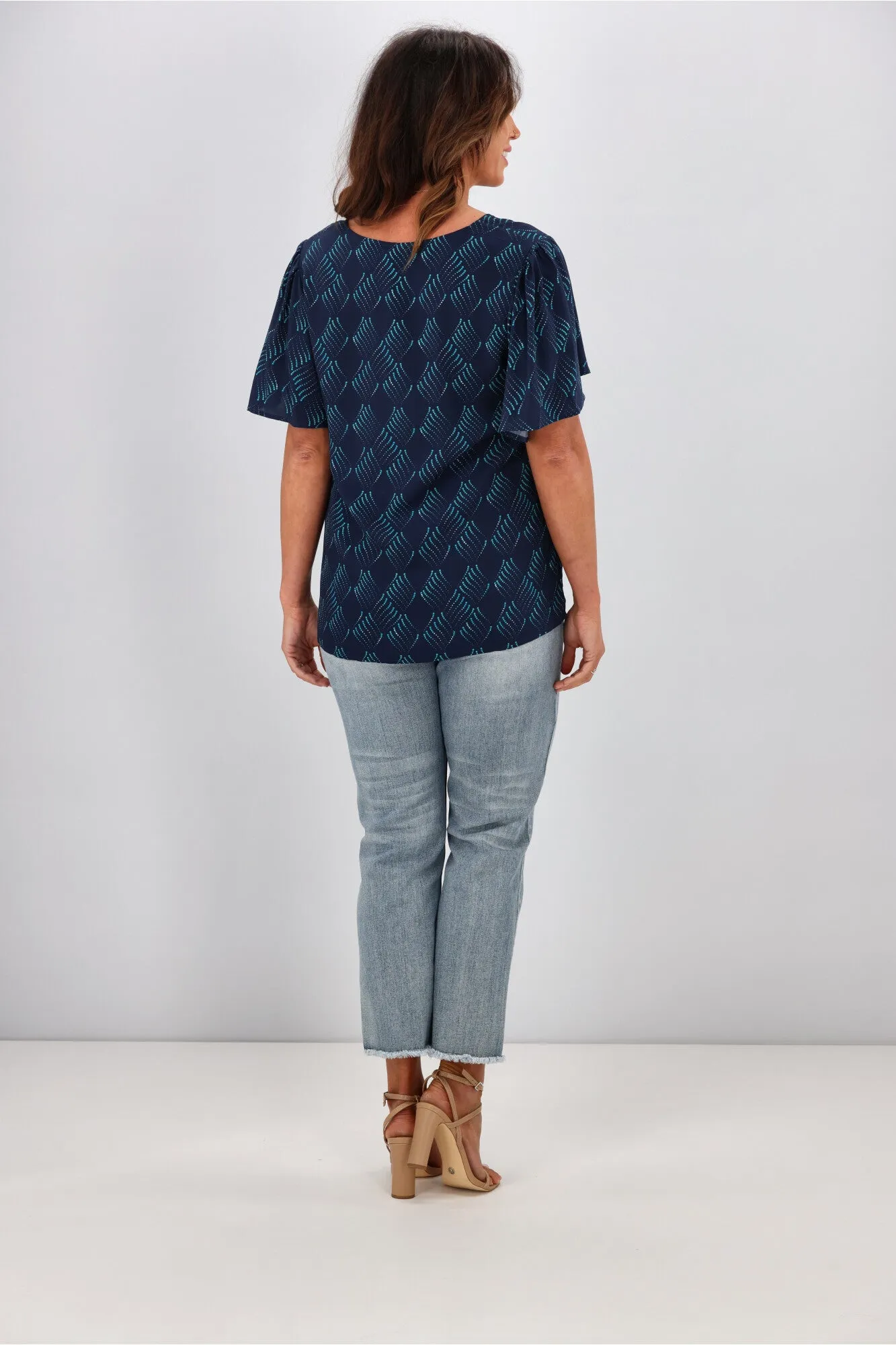 Gloss by Shine On Aster Flutter Sleeve Spiral Spot Print
