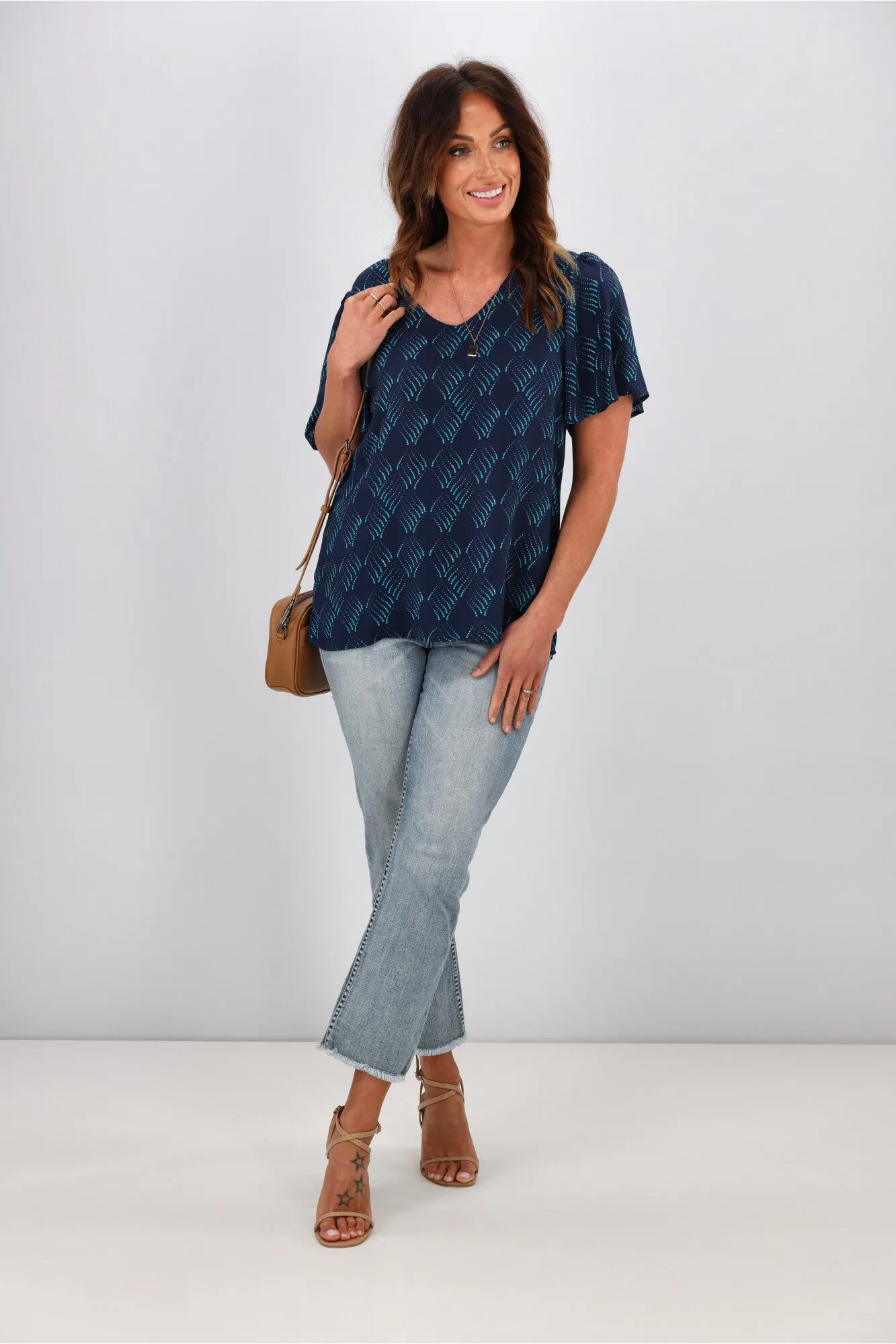 Gloss by Shine On Aster Flutter Sleeve Spiral Spot Print