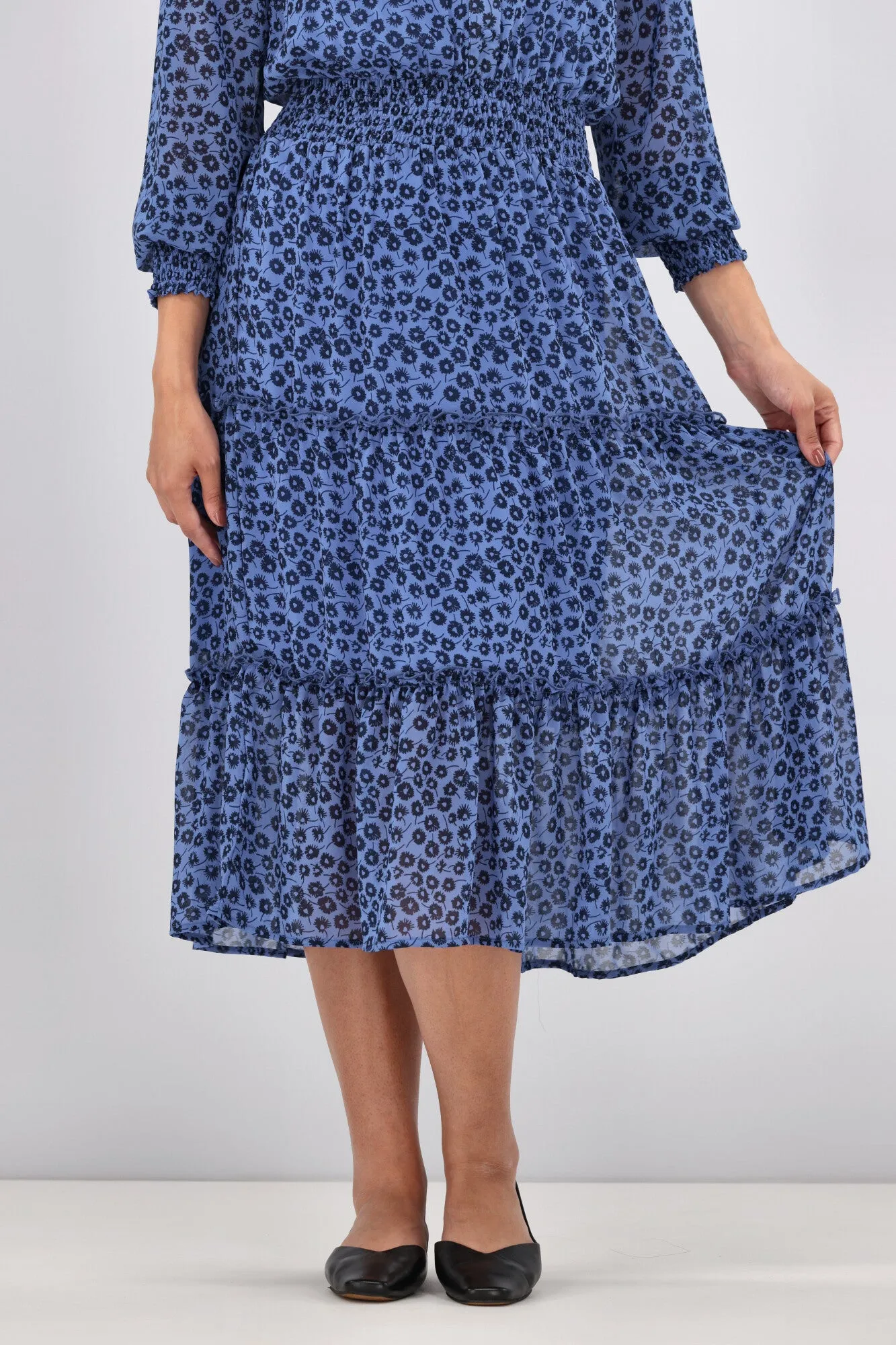 Gloss The Label Viviana Tiered Dress Azure Floral