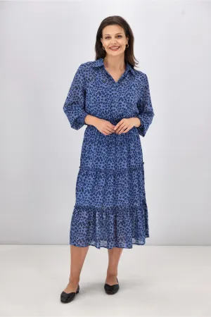 Gloss The Label Viviana Tiered Dress Azure Floral