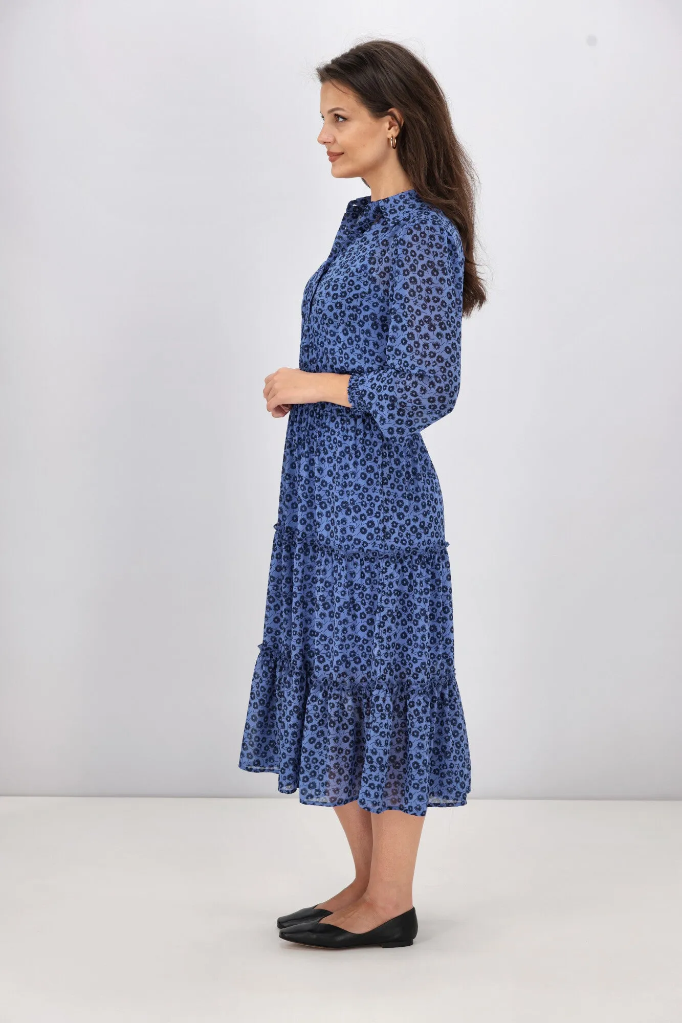Gloss The Label Viviana Tiered Dress Azure Floral