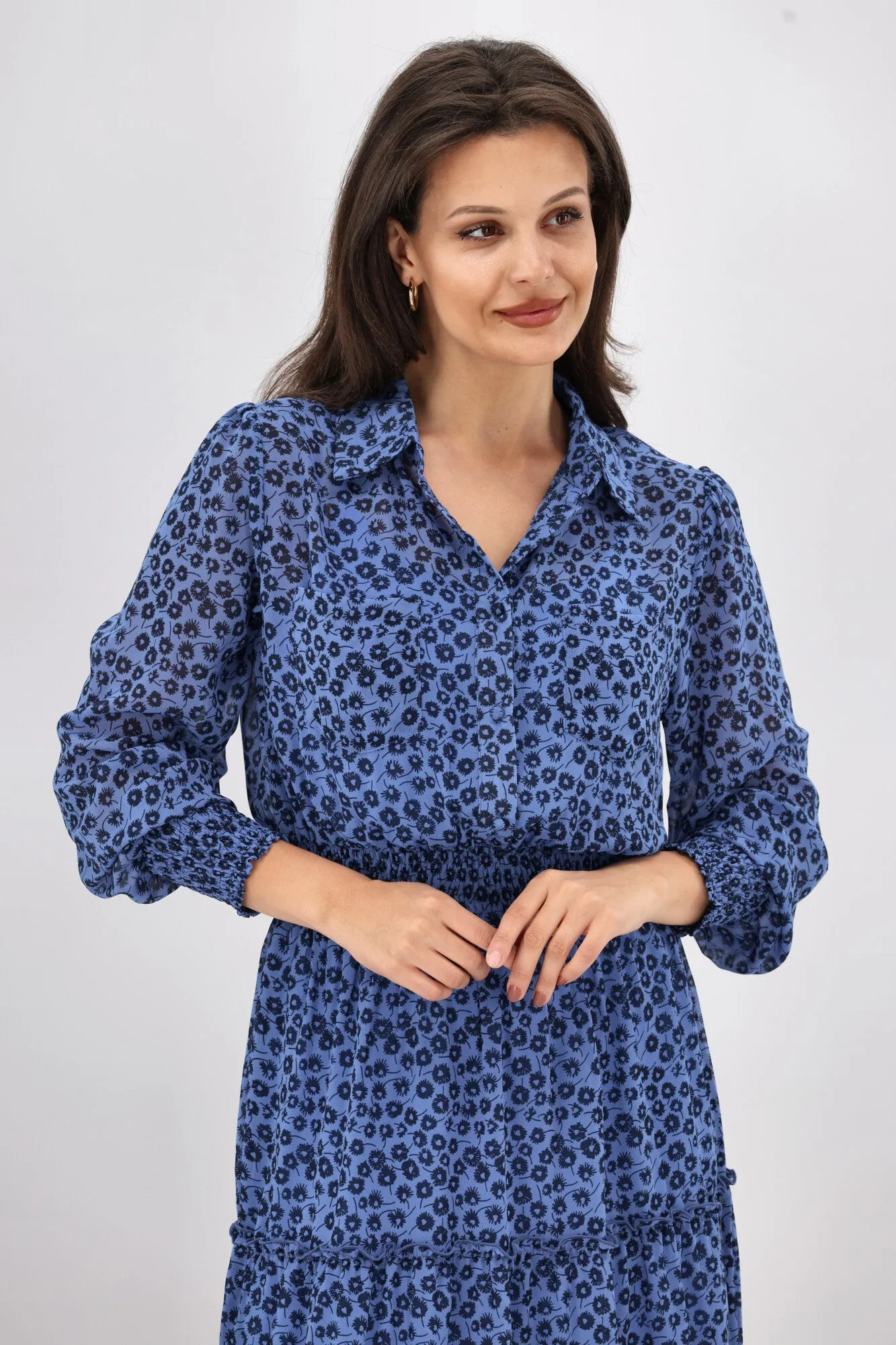 Gloss The Label Viviana Tiered Dress Azure Floral