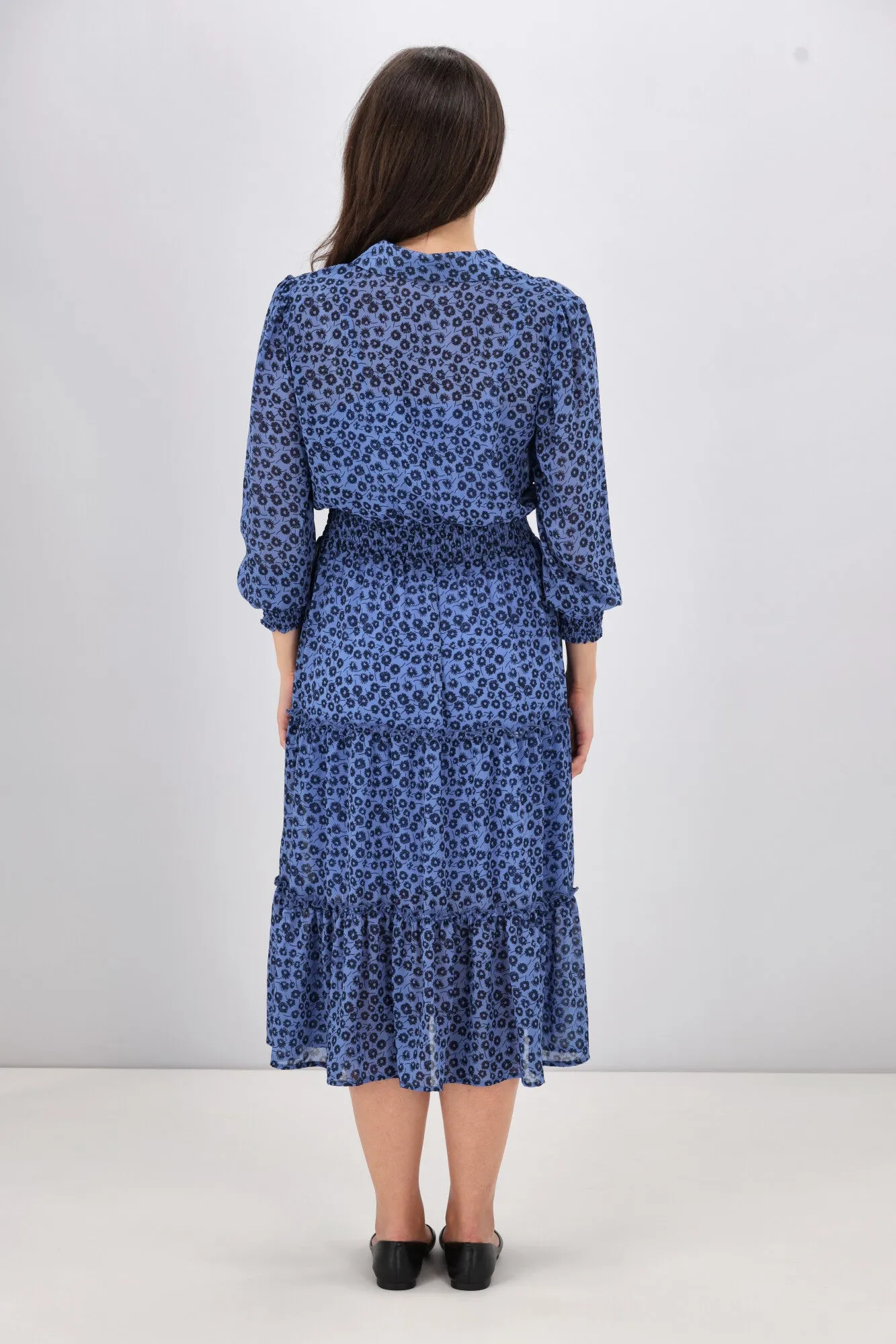 Gloss The Label Viviana Tiered Dress Azure Floral