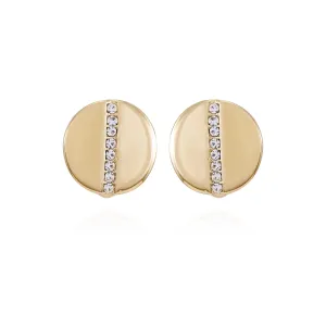 Goldtone Crystal Stone Circle Clip On Earrings