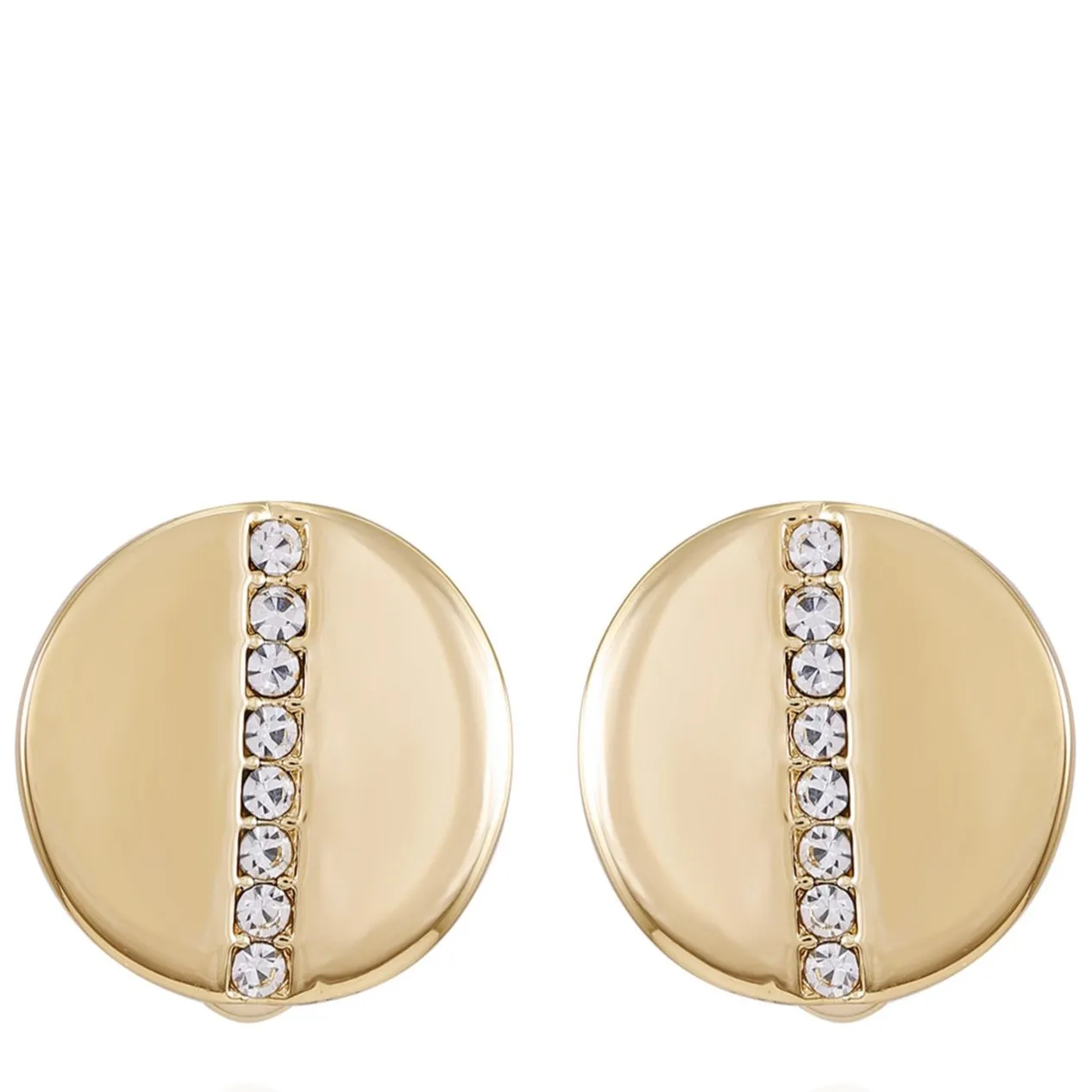 Goldtone Crystal Stone Circle Clip On Earrings