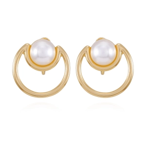 Goldtone Pearl Clip On Earrings