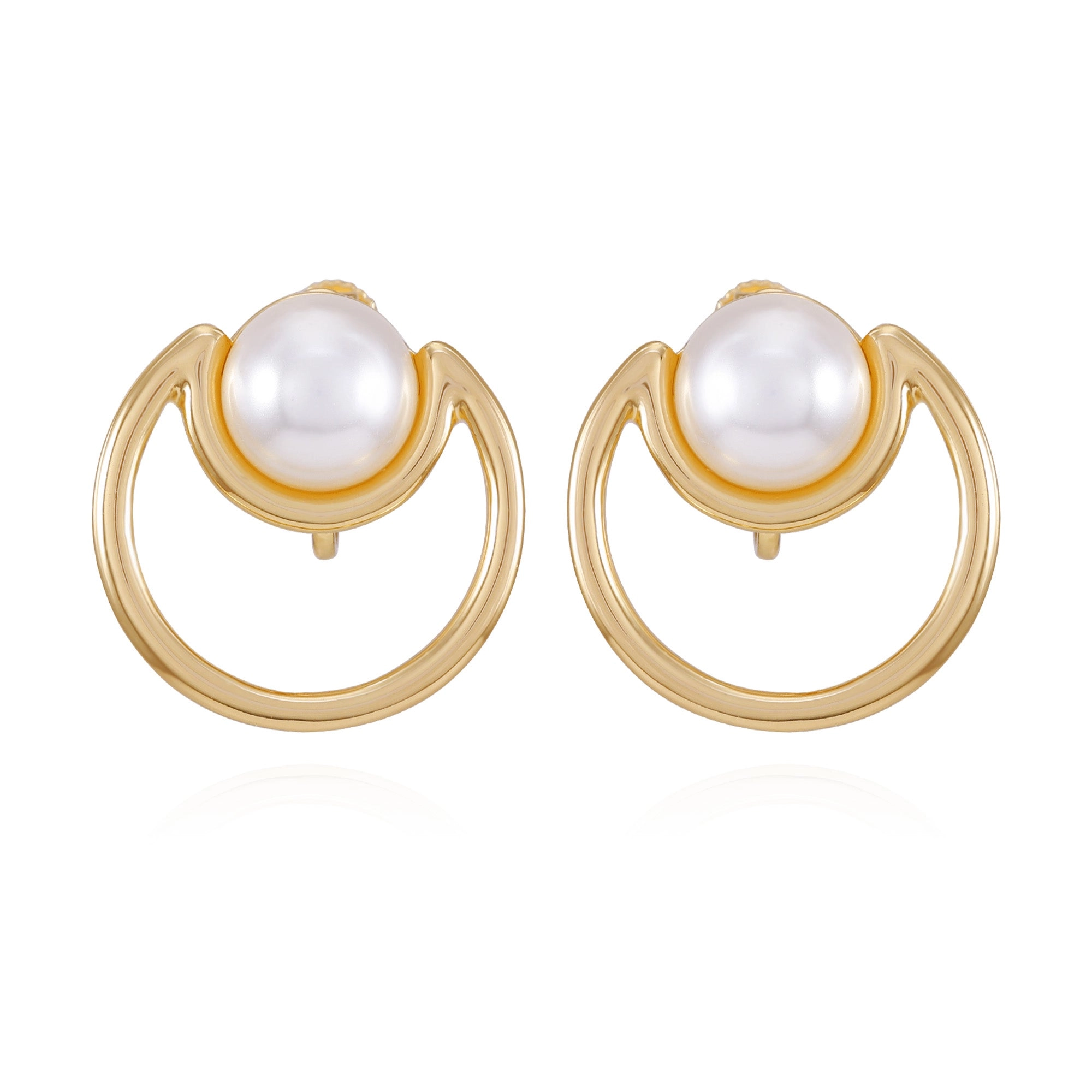 Goldtone Pearl Clip On Earrings
