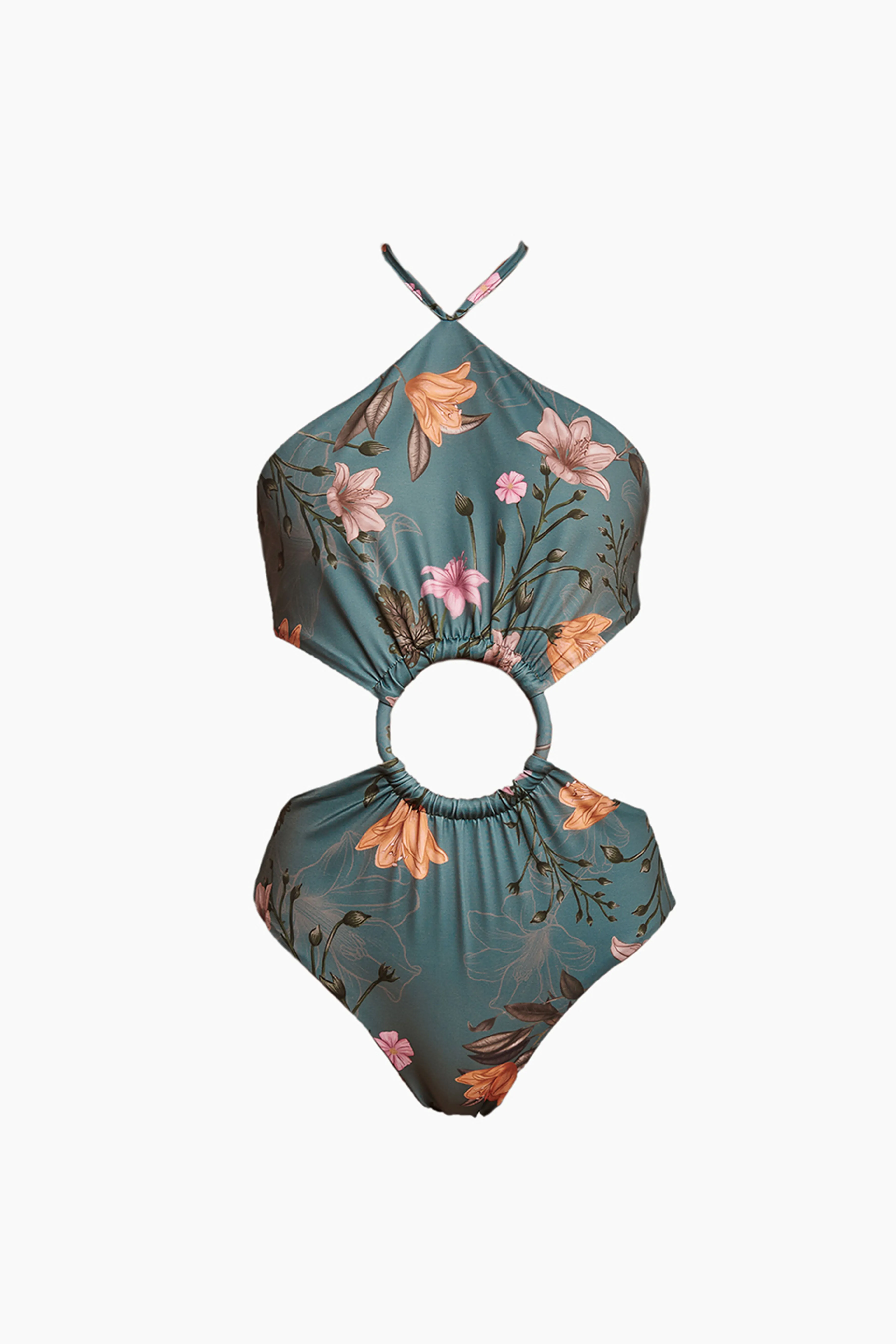 Green Flower Cut-out One-piece