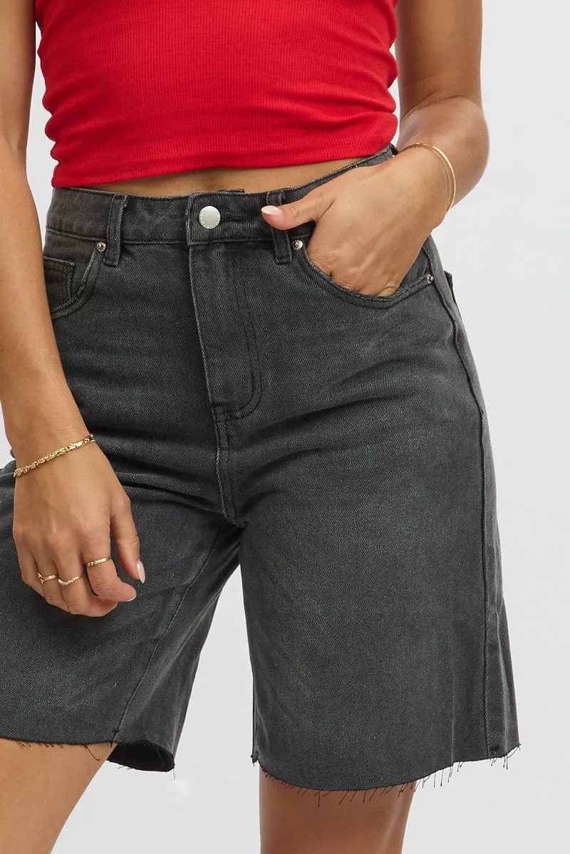 Grey Jorts Mid Rise