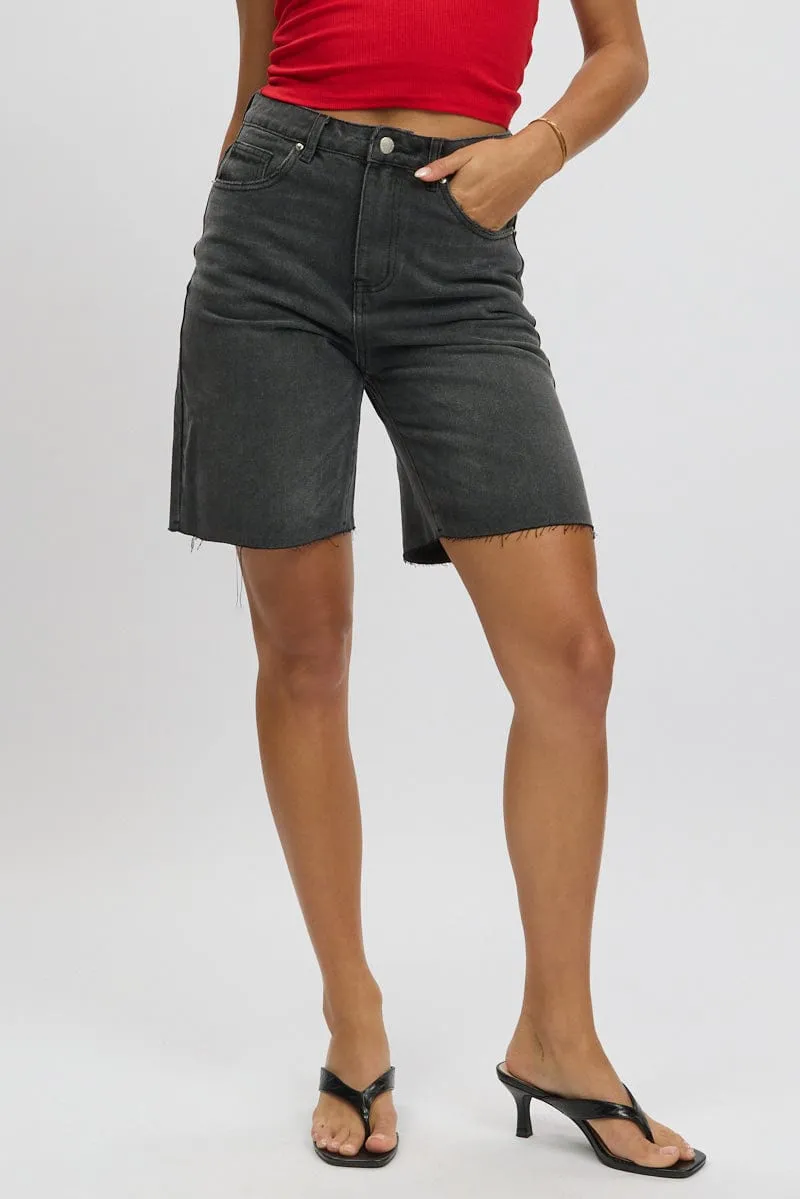 Grey Jorts Mid Rise