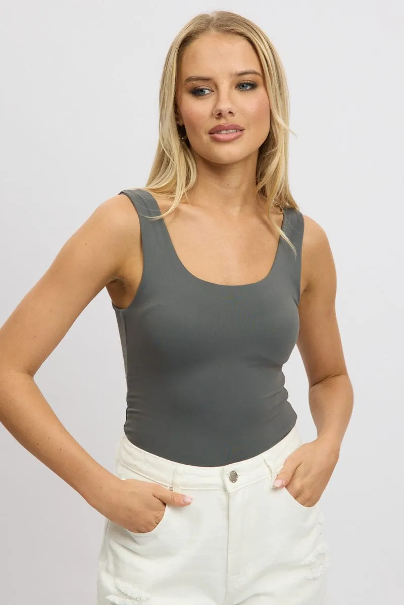 Grey Supersoft Top U Neck Sleeveless