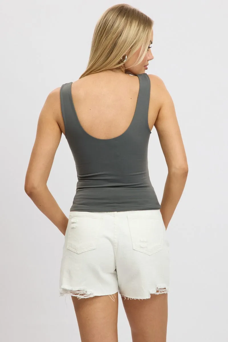 Grey Supersoft Top U Neck Sleeveless