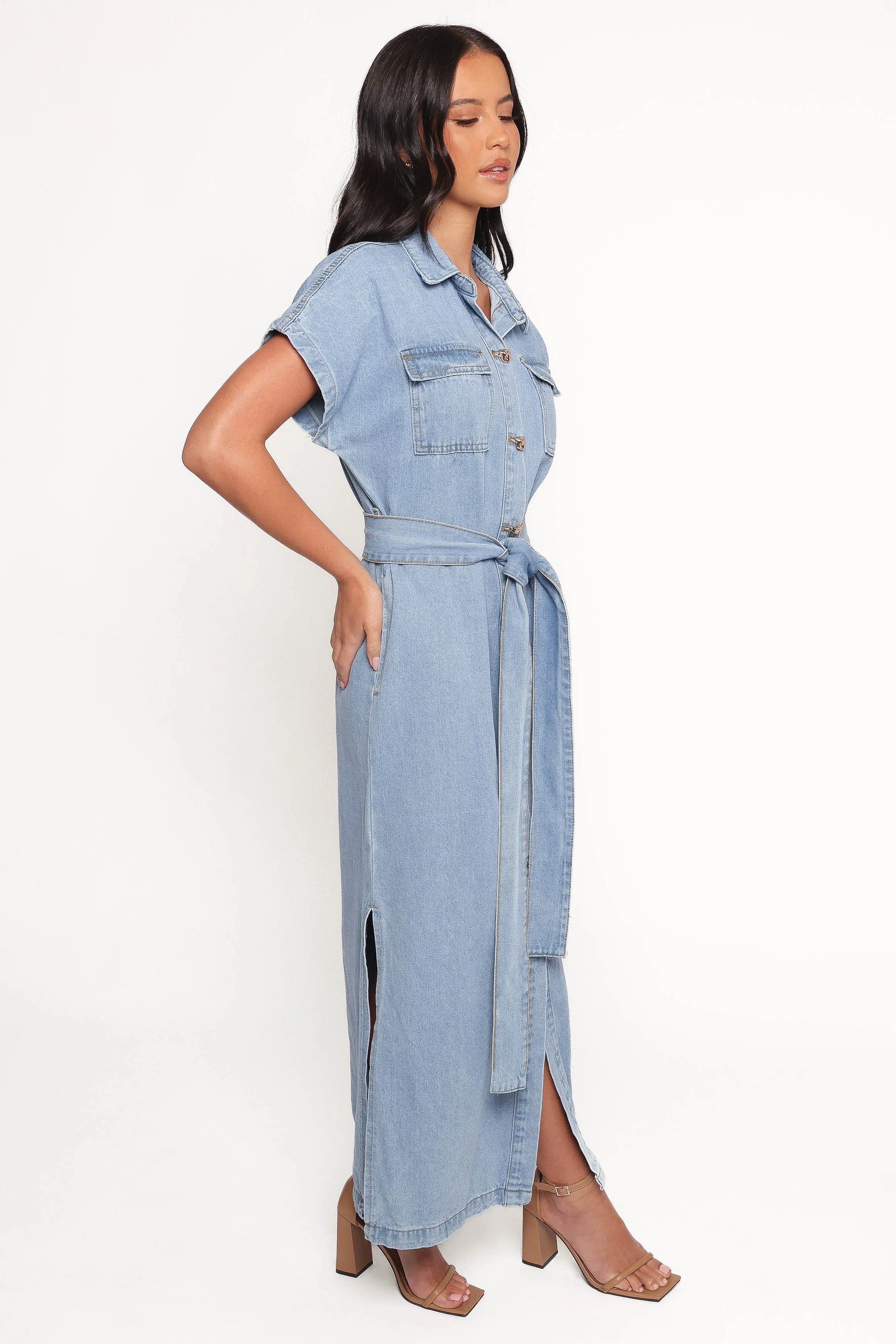 Griffin Shirt Maxi Dress - Denim