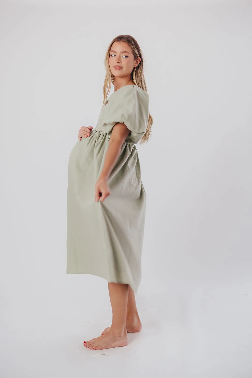 Hamilton Midi Dress in Olive - Bump Friendly (S-2XL)