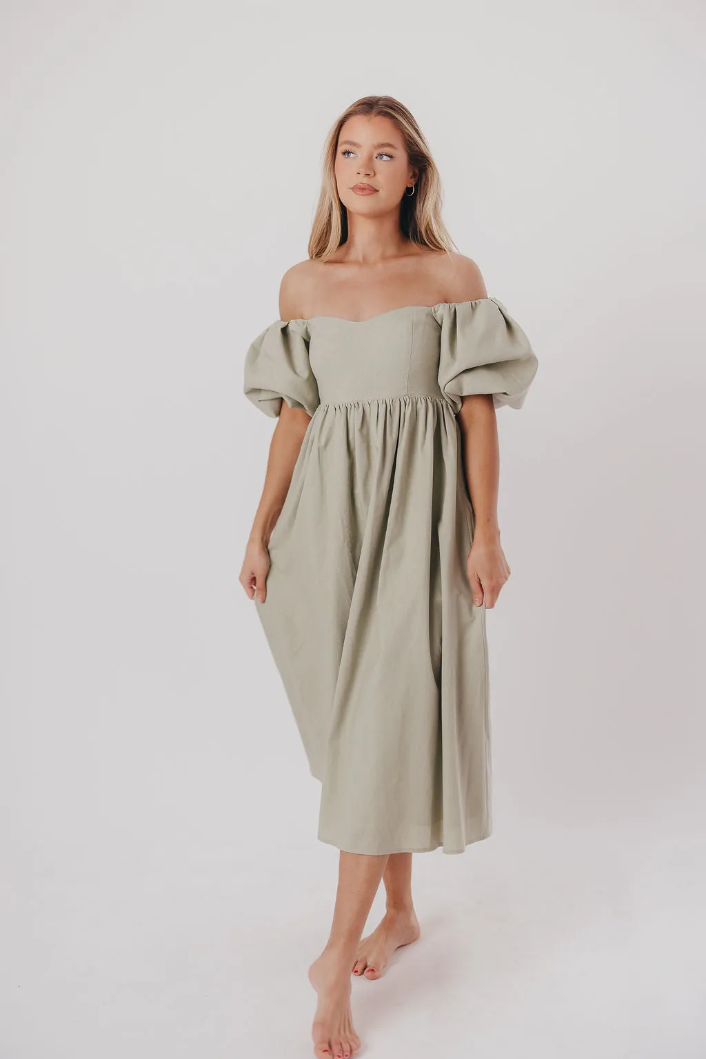 Hamilton Midi Dress in Olive - Bump Friendly (S-2XL)