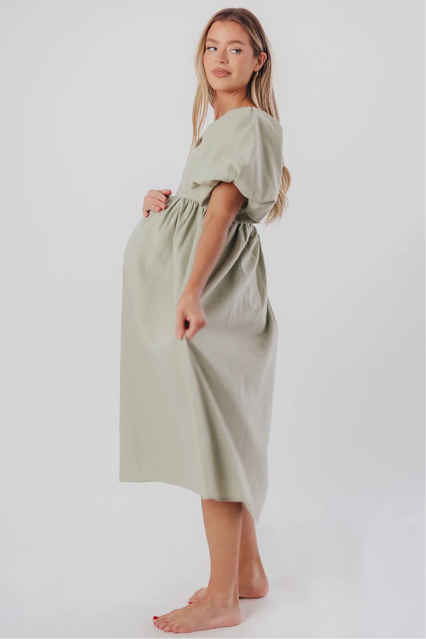 Hamilton Midi Dress in Olive - Bump Friendly (S-2XL)