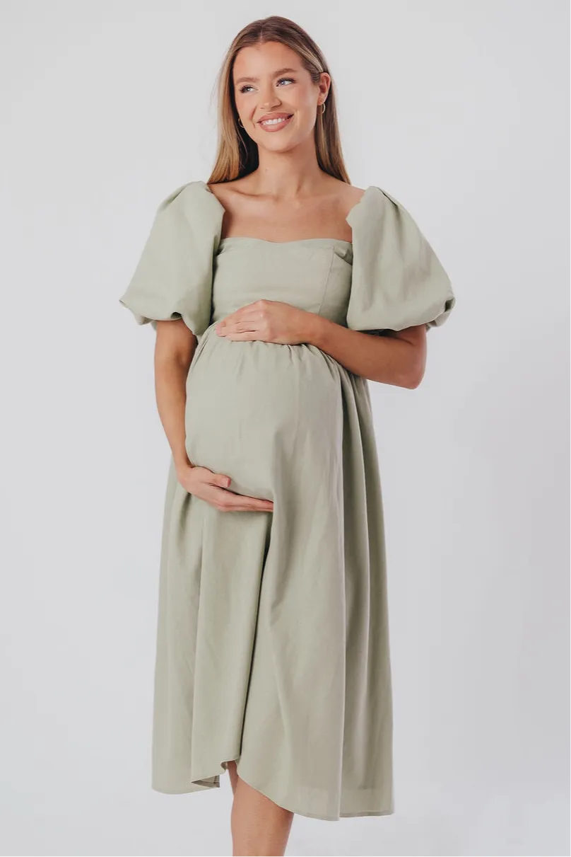 Hamilton Midi Dress in Olive - Bump Friendly (S-2XL)