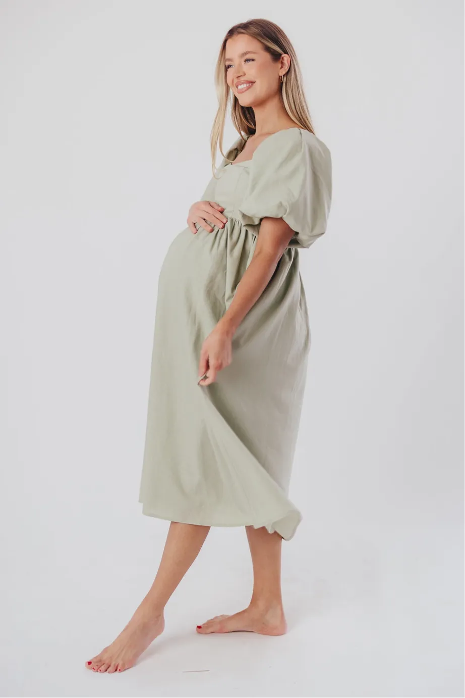 Hamilton Midi Dress in Olive - Bump Friendly (S-2XL)