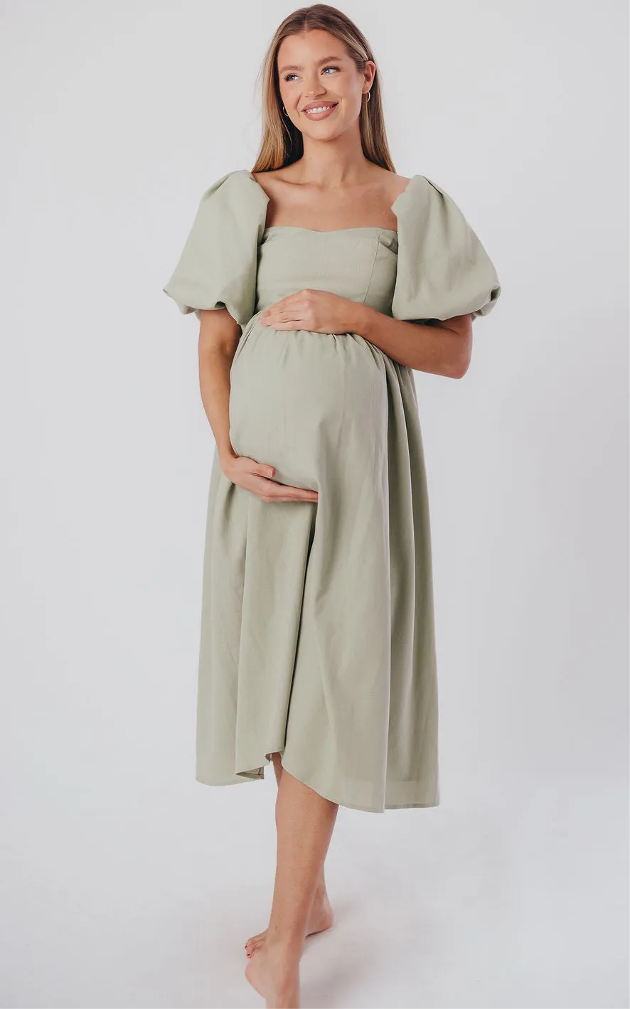 Hamilton Midi Dress in Olive - Bump Friendly (S-2XL)