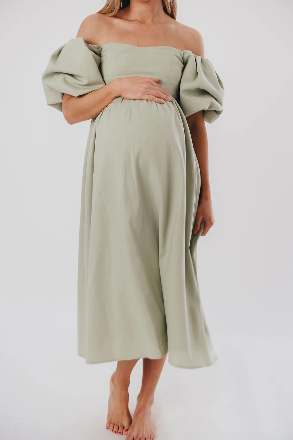 Hamilton Midi Dress in Olive - Bump Friendly (S-2XL)