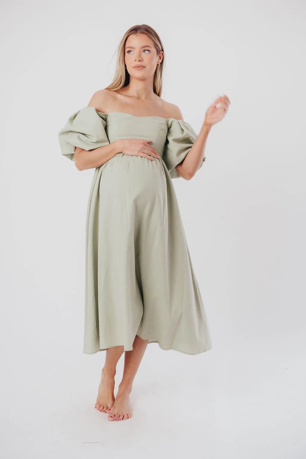 Hamilton Midi Dress in Olive - Bump Friendly (S-2XL)
