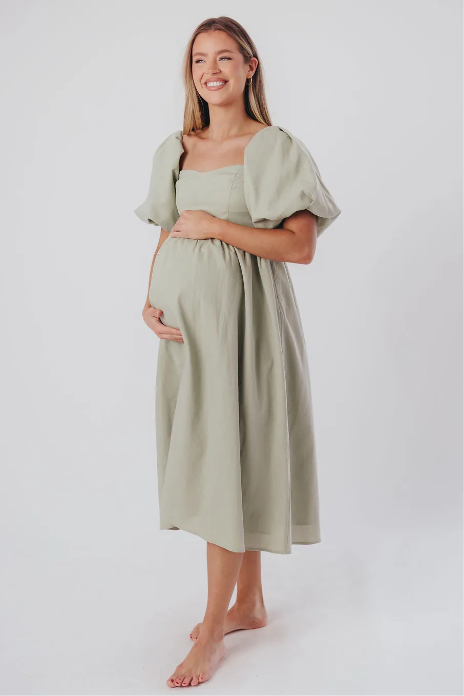 Hamilton Midi Dress in Olive - Bump Friendly (S-2XL)