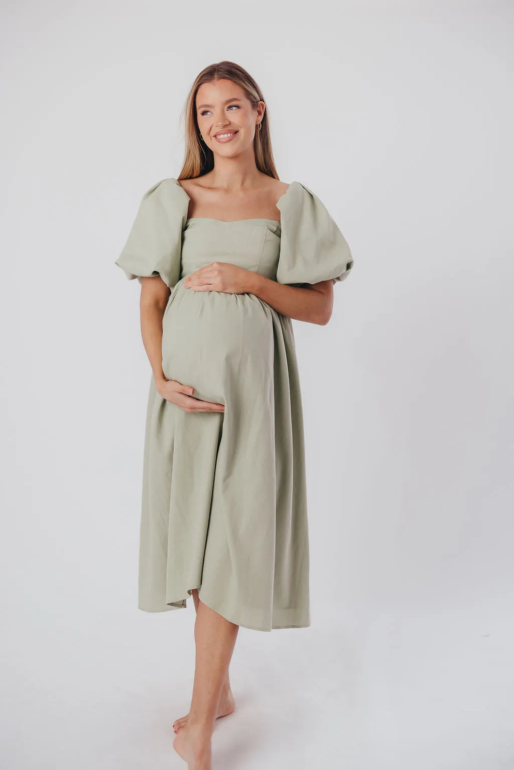 Hamilton Midi Dress in Olive - Bump Friendly (S-2XL)