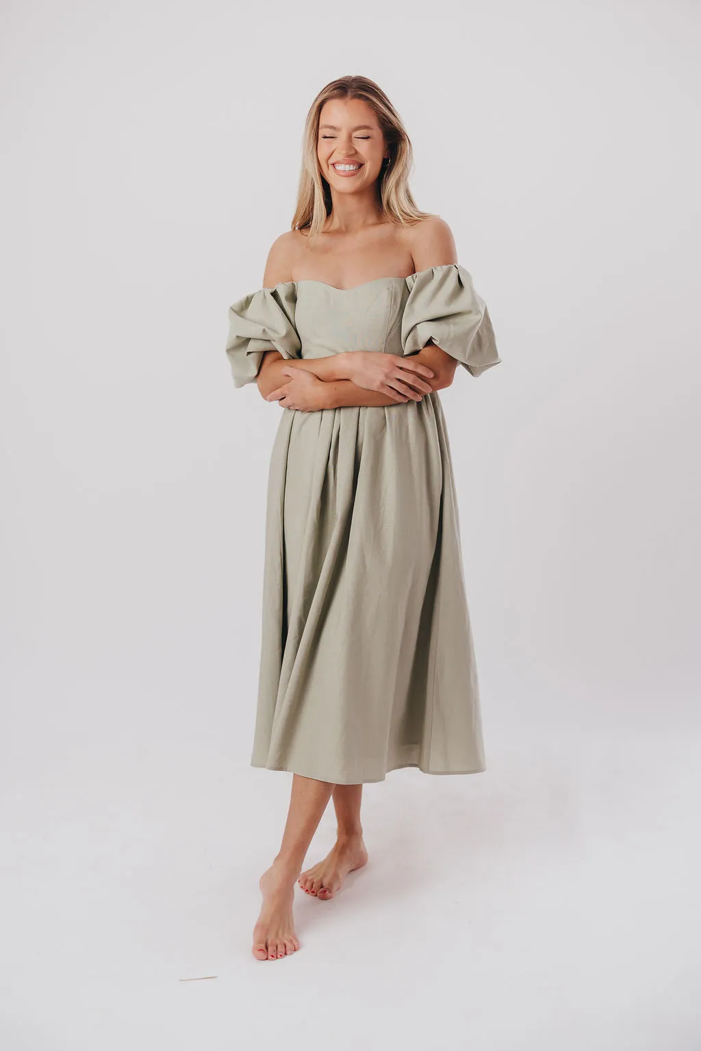 Hamilton Midi Dress in Olive - Bump Friendly (S-2XL)