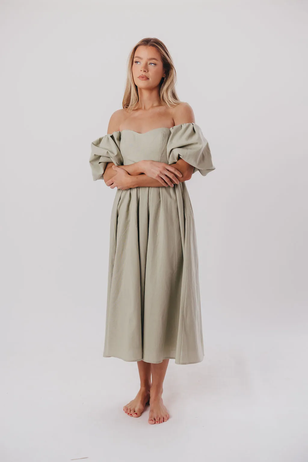 Hamilton Midi Dress in Olive - Bump Friendly (S-2XL)