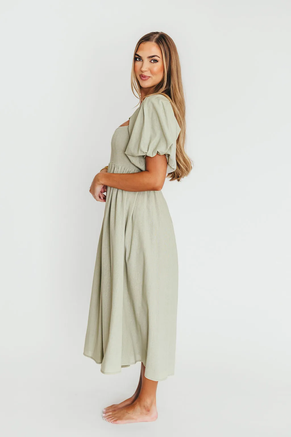 Hamilton Midi Dress in Olive - Bump Friendly (S-2XL)