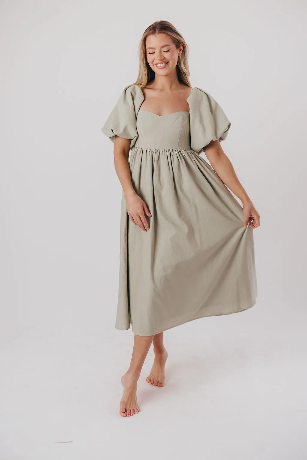 Hamilton Midi Dress in Olive - Bump Friendly (S-2XL)