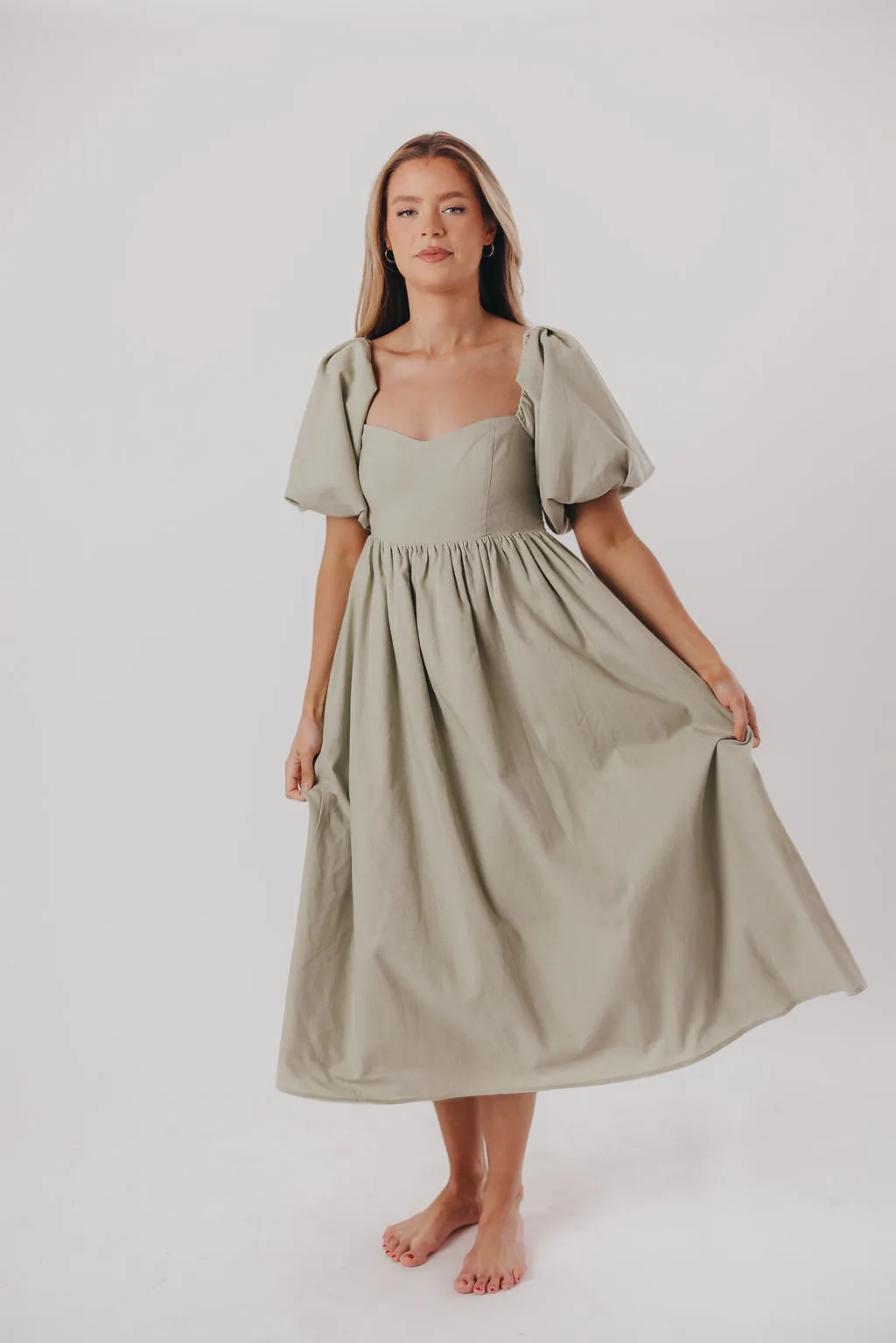 Hamilton Midi Dress in Olive - Bump Friendly (S-2XL)
