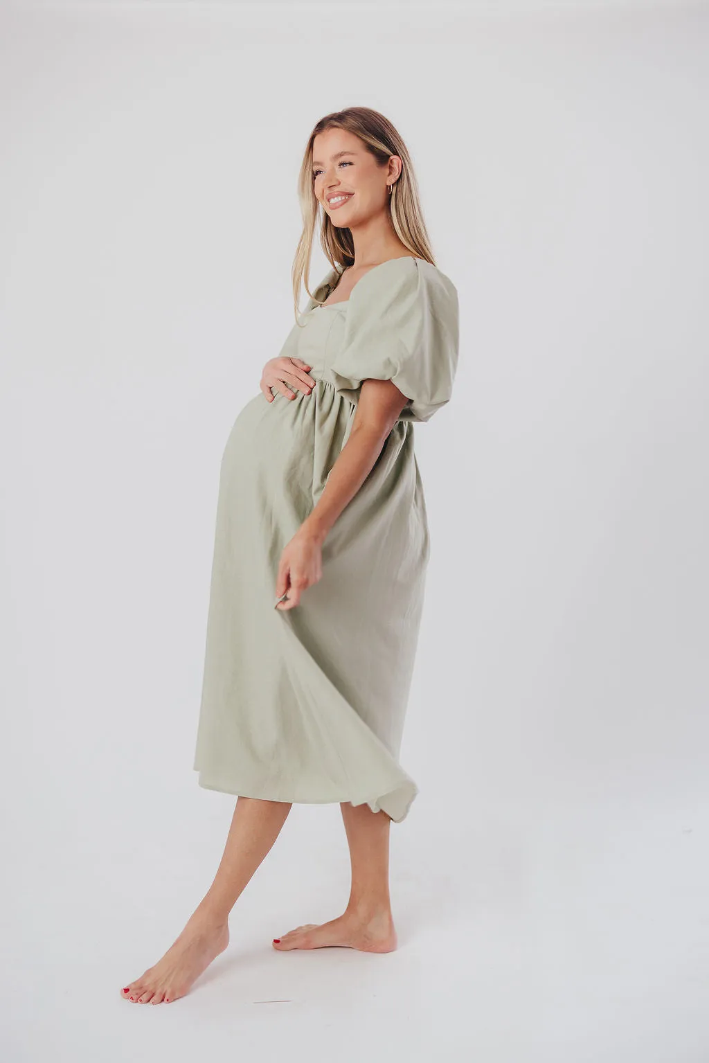 Hamilton Midi Dress in Olive - Bump Friendly (S-2XL)