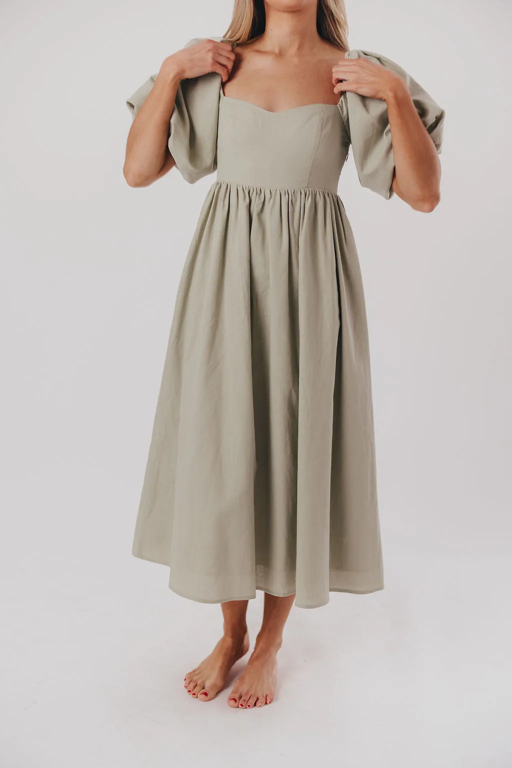 Hamilton Midi Dress in Olive - Bump Friendly (S-2XL)