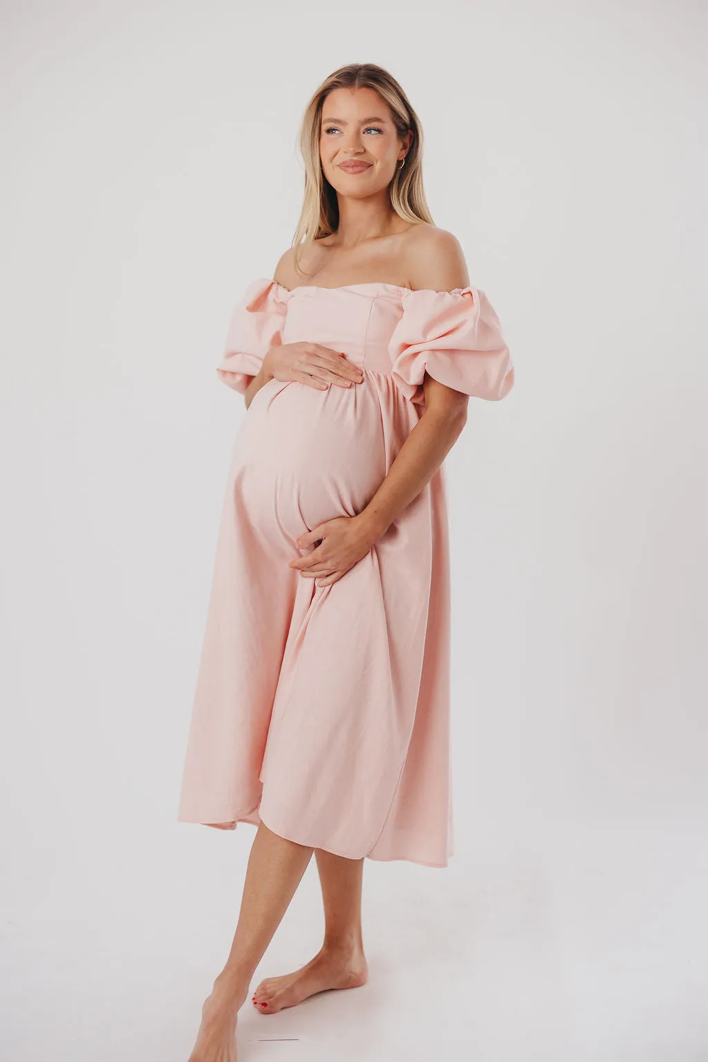 Hamilton Midi Dress in Pink - Bump Friendly (S-2XL)