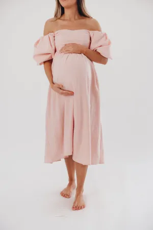 Hamilton Midi Dress in Pink - Bump Friendly (S-2XL)