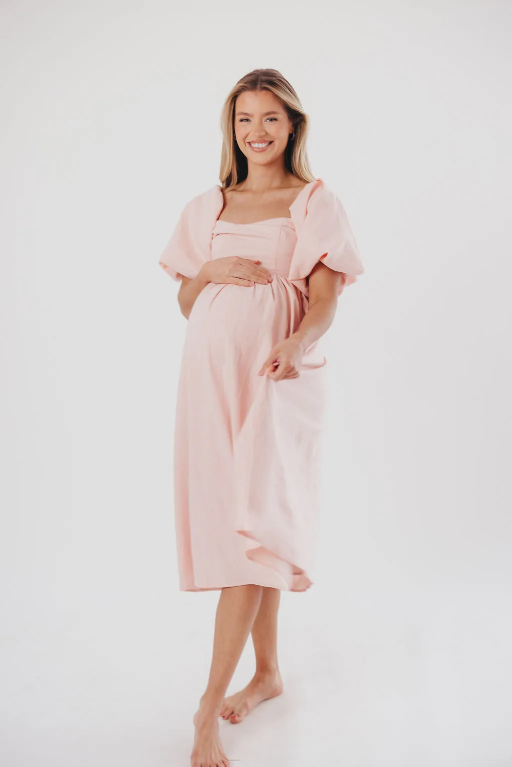 Hamilton Midi Dress in Pink - Bump Friendly (S-2XL)