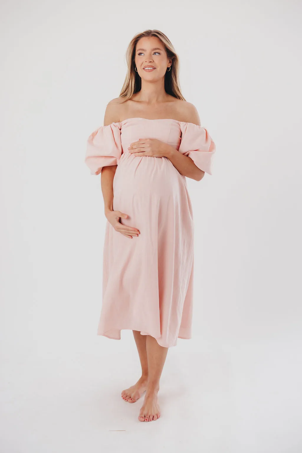 Hamilton Midi Dress in Pink - Bump Friendly (S-2XL)