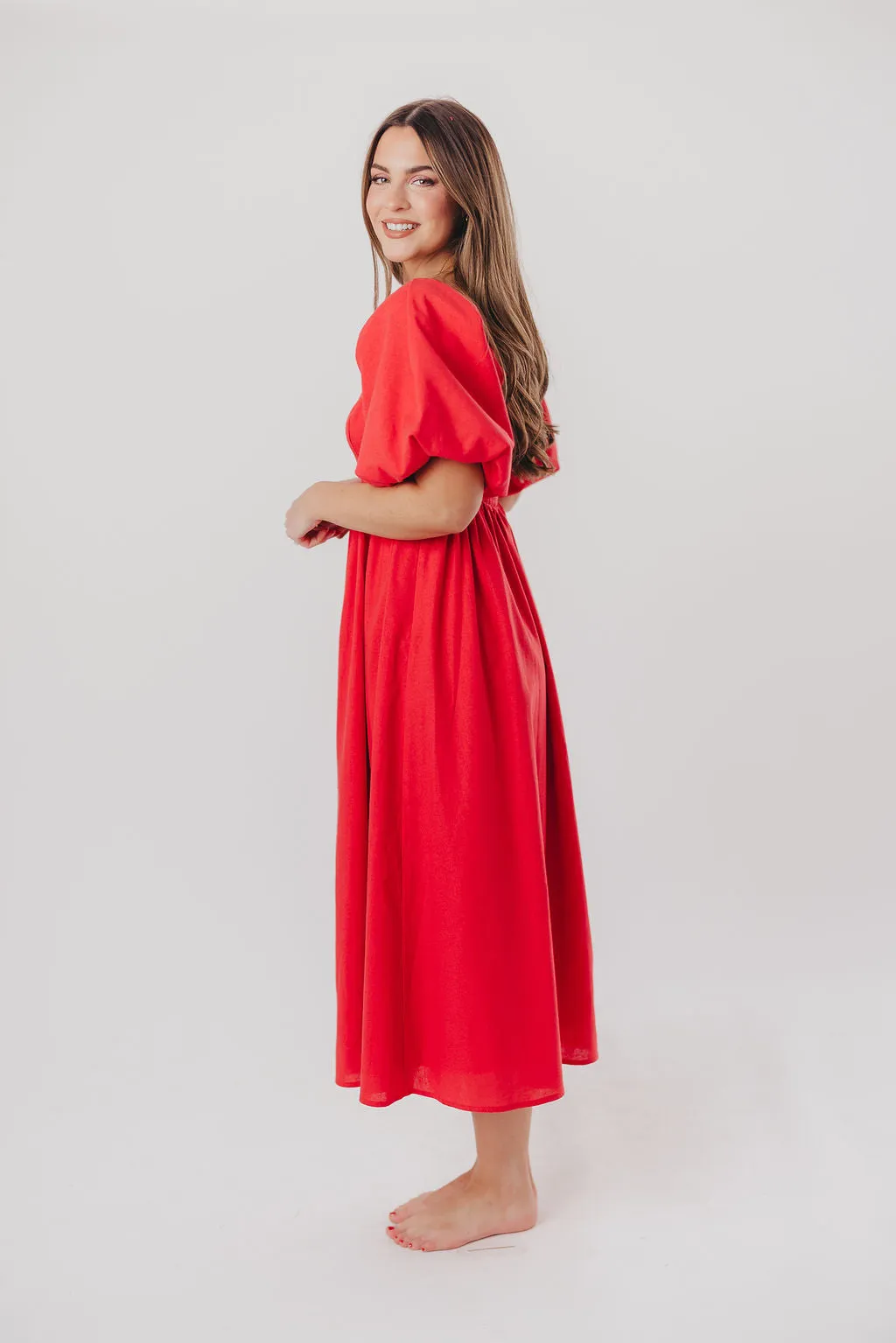 Hamilton Midi Dress in Red - Bump Friendly (S-XL)