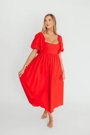 Hamilton Midi Dress in Red - Bump Friendly (S-XL)