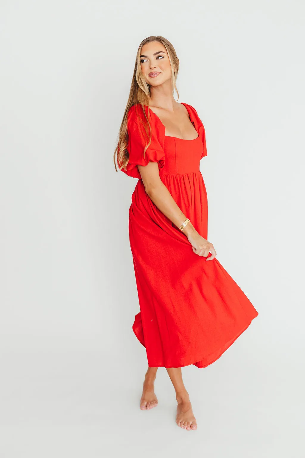 Hamilton Midi Dress in Red - Bump Friendly (S-XL)
