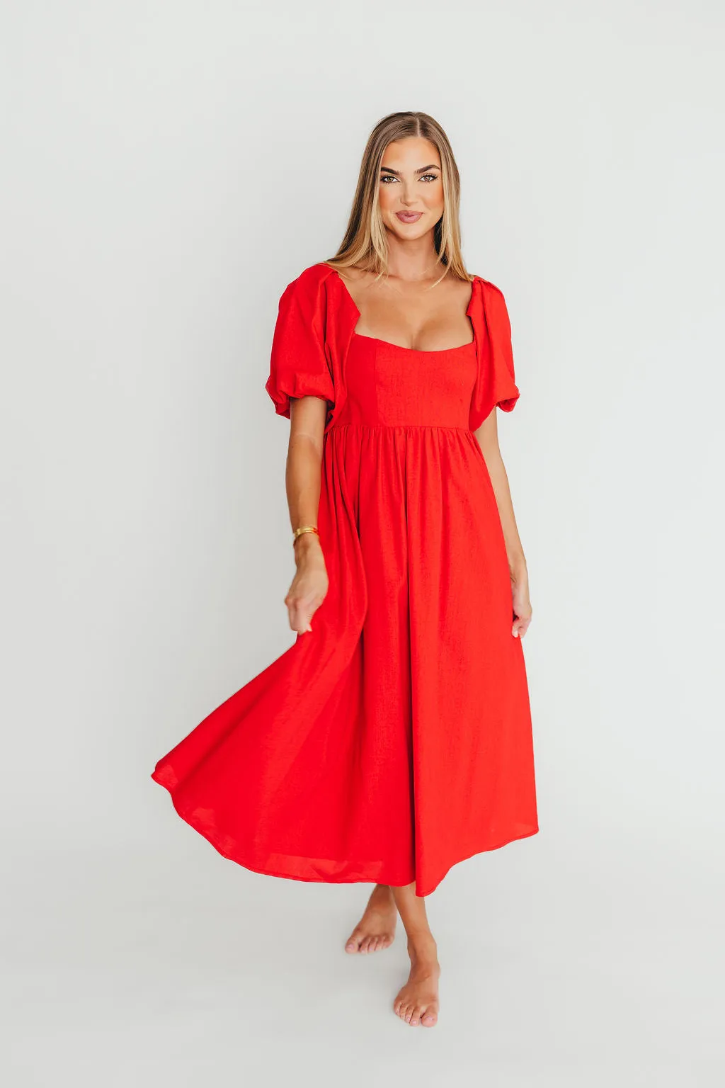 Hamilton Midi Dress in Red - Bump Friendly (S-XL)