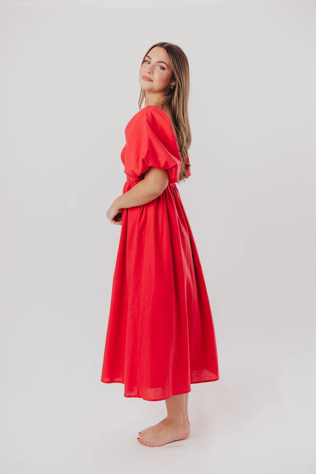 Hamilton Midi Dress in Red - Bump Friendly (S-XL)